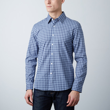 Albiate Slim Shirt // Blue + Navy Gingham (XS)