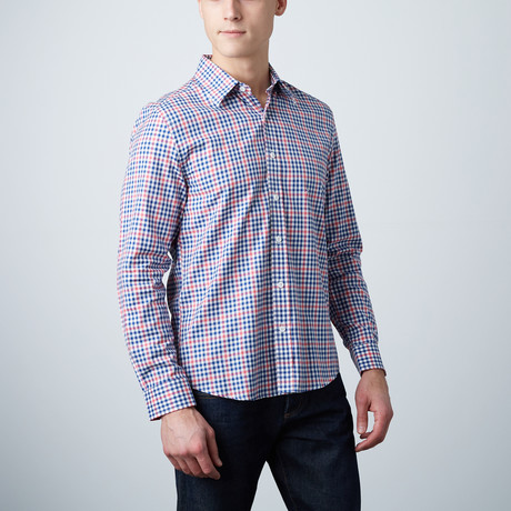 Raymond Slim Shirt // Navy + Pink Gingham (XS)