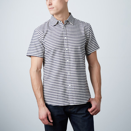 Tyler Short Sleeve Shirt // Navy Stripe (XS)