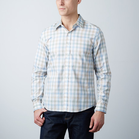 Connor Slim Shirt // White + Sand + Blue Gingham (XS)