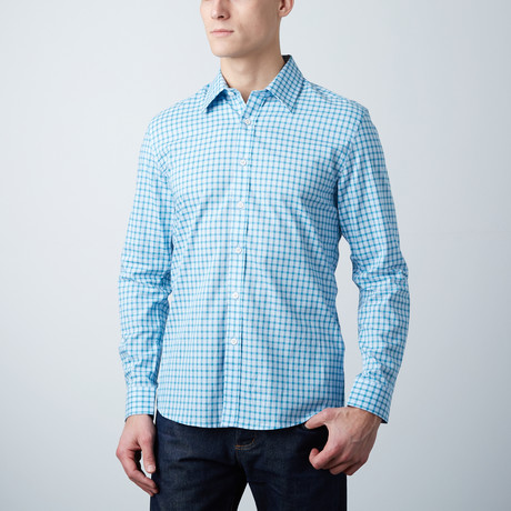 Connor Slim Shirt // Blue + Aqua Check (XS)