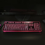 Retro Mechanical Keyboard // Black + Pink