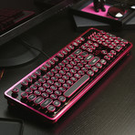 Retro Mechanical Keyboard // Black + Pink