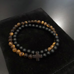 Tiger Eye + Onyx Cross Wrap