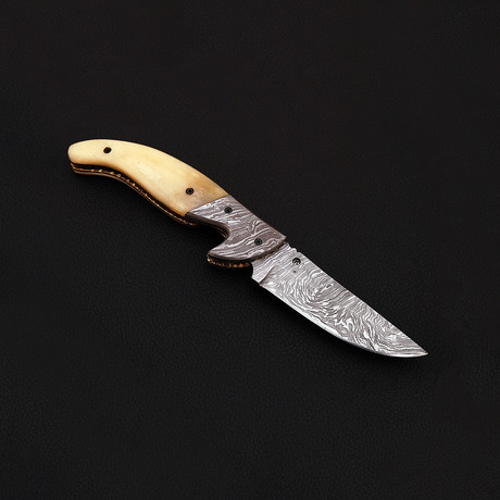 Handmade Damascus Folding Knife // 2639
