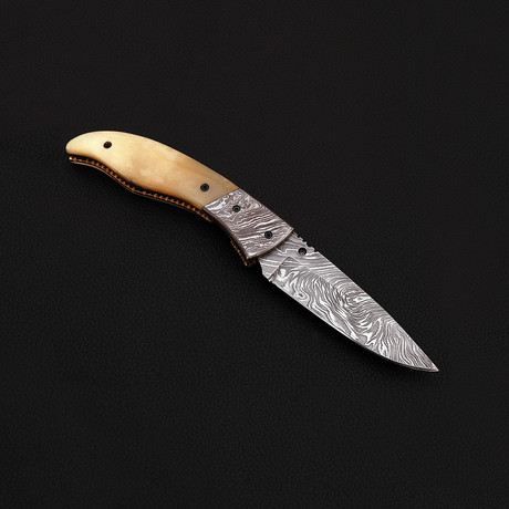 Handmade Damascus Folding Knife // 2640