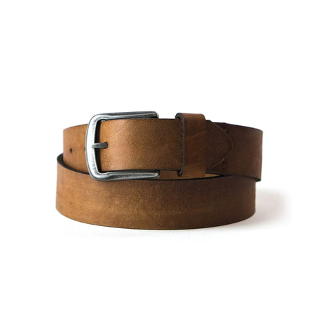 Jacks Top Grain Leather Belt // Natural Brown (XS)