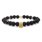 Gold Skull + Lava Stone (5.8"L)