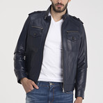 John Leather Jacket // Dark Blue (S)