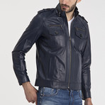 John Leather Jacket // Dark Blue (S)