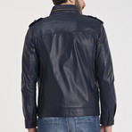 John Leather Jacket // Dark Blue (S)