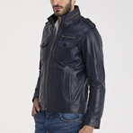 John Leather Jacket // Dark Blue (S)