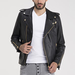 David Leather Jacket // Black + Gold (XL)