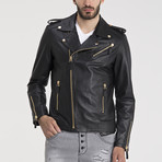 David Leather Jacket // Black + Gold (XL)