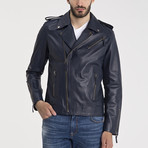 David Leather Jacket // Dark Blue (3XL)