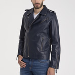 David Leather Jacket // Dark Blue (3XL)