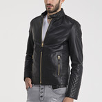 Randal Leather Jacket // Black + Gold (2XL)