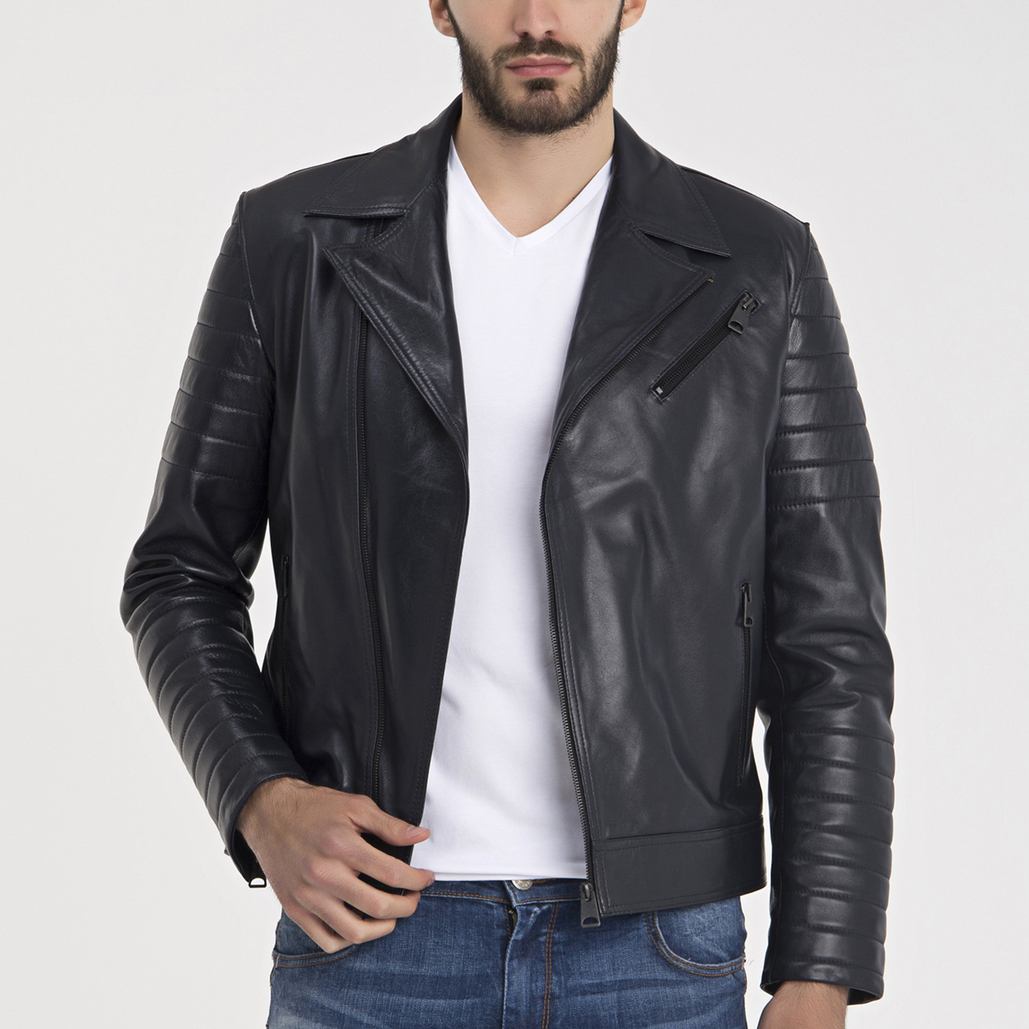 Davis Leather Jacket // Navy Blue (2XL) - Iparelde // Burak & Espana ...