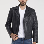 Davis Leather Jacket // Navy Blue (L)