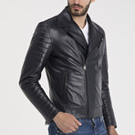 Davis Leather Jacket // Navy Blue (L)