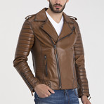 Beckett Leather Jacket // Light Brown (L)