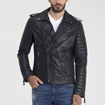 Brandon Leather Jacket // Navy Blue (S)