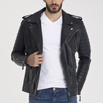 Brandon Leather Jacket // Navy Blue (S)