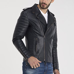 Brandon Leather Jacket // Navy Blue (S)