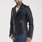 Brandon Leather Jacket // Navy Blue (S)