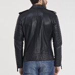 Brandon Leather Jacket // Navy Blue (S)