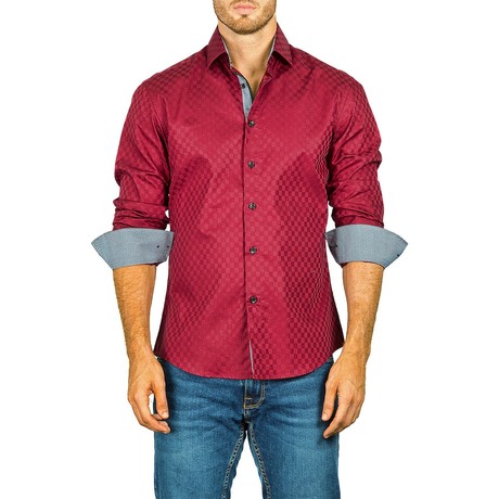 Max Long-Sleeve Button-Up Shirt // Burgundy (XS)
