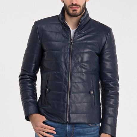 Harold Leather Jacket // Dark Blue (S)