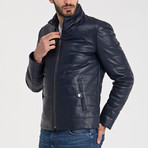 Harold Leather Jacket // Dark Blue (2XL)