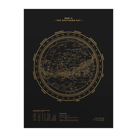 Map II // The Southern Sky // Gold + Black