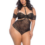 Kamille Balconette Bra + Removable Sleeves // Black + Gold // Plus (1X)