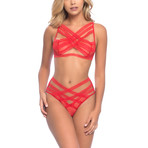 Criss-Cross Soft Cup Bra + Panty Set // Red