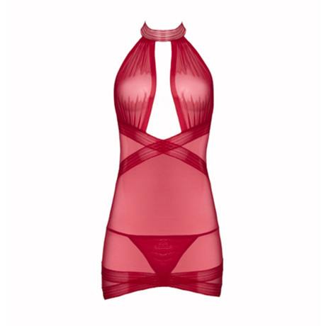 Marian Collared Babydoll + G-String // Red // Plus