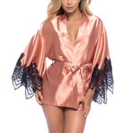 Coco Satin Robe // Cameo Brown + Black (S/M)