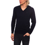 Riki Cotton-Cashmere V-Neck Sweater // Blue (L)