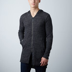 Sander Longline Double Hooded Cardigan // Heather Black (S)