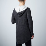 Sander Longline Double Hooded Cardigan // Heather Black (S)