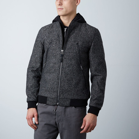 The Hague Zipped Front Bomber // Heather Black (XS)