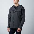 Fritz Long Sleeve Asymmetrical Hooded Jumper // Heather Charcoal (S)