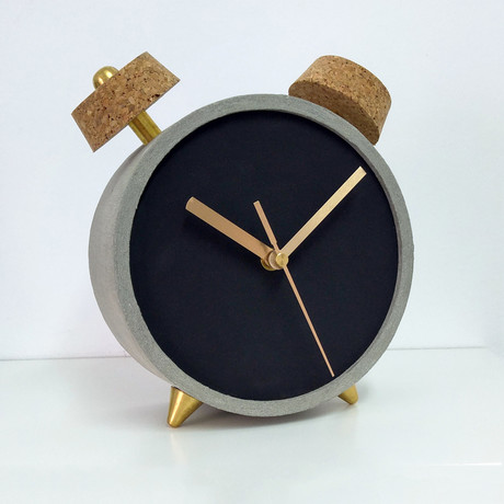 Concrete Covered Retro Clock (Black)