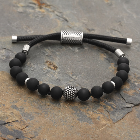 The Beaded Leather Wrap // Antique Silver