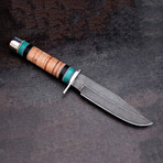 Stacked Leather + Malachite Knife