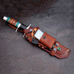 Stacked Leather + Malachite Sub Hilt Knife