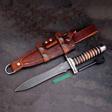 Stacked Walnut Wood Dagger Knife