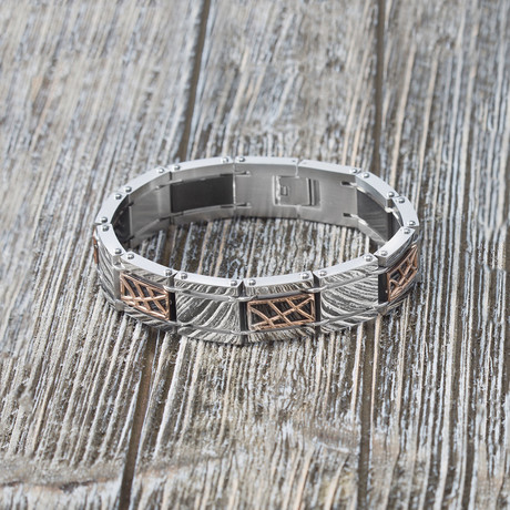 Two-Tone Geometric Shape Link Bracelet