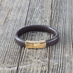 Gold Polished Lock Leather Bracelet